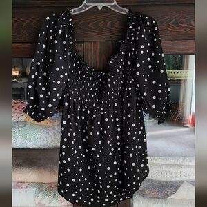 Roommates Black and White Polka Dot Blouse
